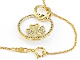 White Diamond 14k Yellow Gold Over Sterling Silver Clover Pendant With 18" Rope Chain 0.25ctw