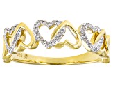 White Diamond 14k Yellow Gold Over Sterling Silver Heart Link Ring 0.10ctw