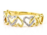 White Diamond 14k Yellow Gold Over Sterling Silver Heart Link Ring 0.10ctw