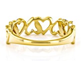 White Diamond 14k Yellow Gold Over Sterling Silver Heart Link Ring 0.10ctw