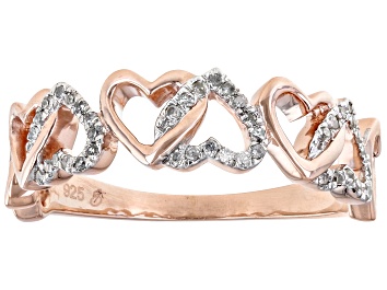 Picture of White Diamond 14k Rose Gold Over Sterling Silver Heart Link Ring 0.10ctw