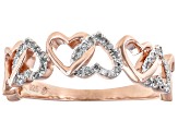 White Diamond 14k Rose Gold Over Sterling Silver Heart Link Ring 0.10ctw