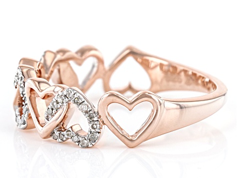 White Diamond 14k Rose Gold Over Sterling Silver Heart Link Ring 0.10ctw