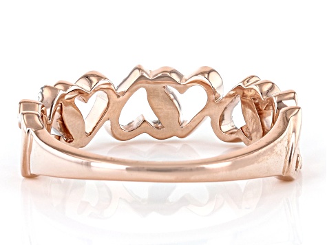 White Diamond 14k Rose Gold Over Sterling Silver Heart Link Ring 0.10ctw