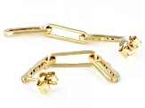 White Diamond 14k Yellow Gold Over Sterling Silver Paperclip Earrings 0.15ctw