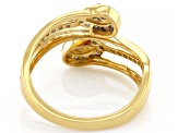 White Diamond 14k Yellow Gold Over Sterling Silver Bypass Ring 0.33ctw