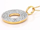 White Diamond 14k Yellow Gold Over Sterling Silver Circle Pendant With 20" Cable Chain 0.33ctw