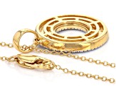 White Diamond 14k Yellow Gold Over Sterling Silver Circle Pendant With 20" Cable Chain 0.33ctw
