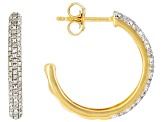 White Diamond 14k Yellow Gold Over Sterling Silver J-Hoop Earrings 0.25ctw