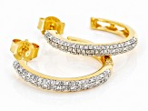 White Diamond 14k Yellow Gold Over Sterling Silver J-Hoop Earrings 0.25ctw