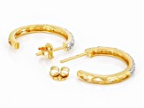 White Diamond 14k Yellow Gold Over Sterling Silver J-Hoop Earrings 0.25ctw