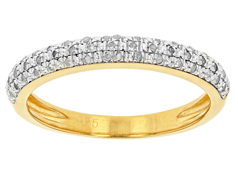 White Diamond 14k Yellow Gold Over Sterling Silver Band Ring 0.10ctw