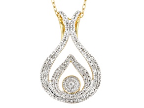 White Diamond 14k Yellow Gold Over Sterling Silver Pendant W/ 20" Cable Chain 0.15ctw