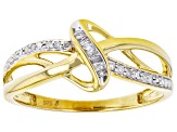 White Diamond 14k Yellow Gold Over Sterling Silver Crossover Ring 0.10ctw