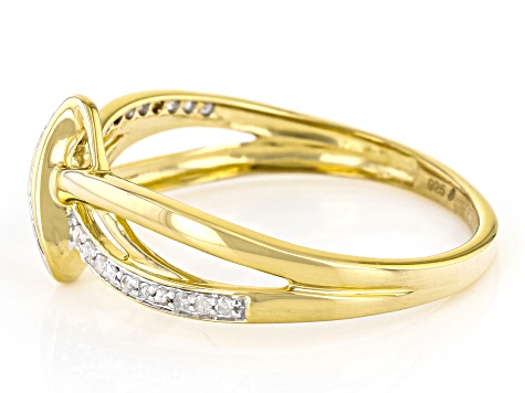 White Diamond 14k Yellow Gold Over Sterling Silver Crossover Ring 0.10ctw