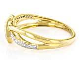 White Diamond 14k Yellow Gold Over Sterling Silver Crossover Ring 0.10ctw