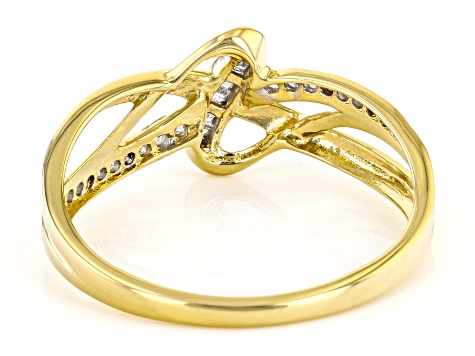 White Diamond 14k Yellow Gold Over Sterling Silver Crossover Ring 0.10ctw