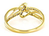 White Diamond 14k Yellow Gold Over Sterling Silver Crossover Ring 0.10ctw