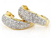 White Diamond 14k Yellow Gold Over Sterling Silver J-Hoop Earrings 0.50ctw