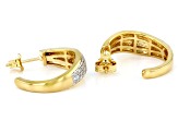 White Diamond 14k Yellow Gold Over Sterling Silver J-Hoop Earrings 0.50ctw