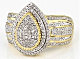 White Diamond 14k Yellow Gold Over Sterling Silver Cluster Ring 0.50ctw