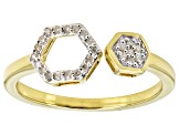 White Diamond 14k Yellow Gold Over Sterling Silver Honeycomb Cuff Ring 0.10ctw