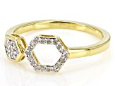 White Diamond 14k Yellow Gold Over Sterling Silver Honeycomb Cuff Ring 0.10ctw