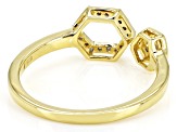 White Diamond 14k Yellow Gold Over Sterling Silver Honeycomb Cuff Ring 0.10ctw