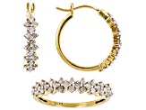 White Diamond 14k Yellow Gold Over Sterling Silver Ring & Earring Jewelry Set 1.10ctw