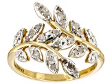 White Diamond 14k Yellow Gold Over Sterling Silver Bypass Leaf Ring 0.35ctw