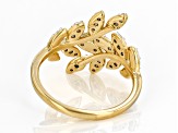 White Diamond 14k Yellow Gold Over Sterling Silver Bypass Leaf Ring 0.35ctw
