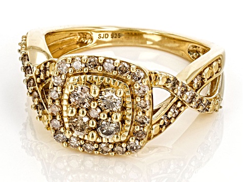 Candlelight Diamonds™ 14k Yellow Gold Over Sterling Silver Halo Ring 0.80ctw