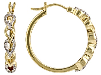 Picture of White Diamond 14k Yellow Gold Over Sterling Silver Hoop Earrings 0.25ctw