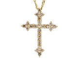 Candlelight Diamonds™ 14k Yellow Gold Over Sterling Silver Cross Pendant With 18" Chain 0.75ctw