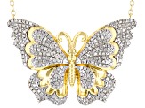 White Diamond 14k Yellow Gold Over Sterling Silver Butterfly Necklace 0.50ctw