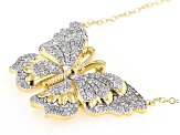 White Diamond 14k Yellow Gold Over Sterling Silver Butterfly Necklace 0.50ctw