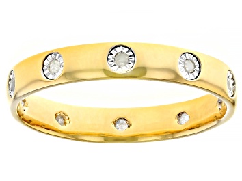 Picture of White Diamond 14k Yellow Gold Over Sterling Silver Band Ring 0.10ctw