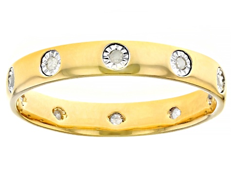 White Diamond 14k Yellow Gold Over Sterling Silver Band Ring 0.10ctw