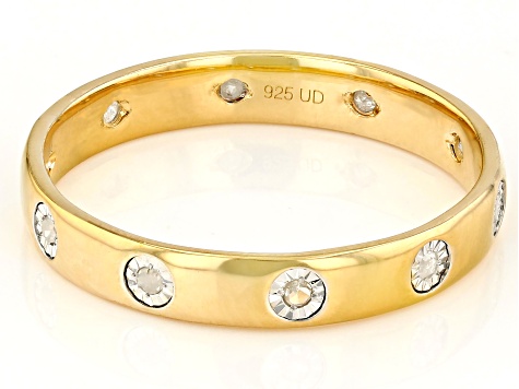 White Diamond 14k Yellow Gold Over Sterling Silver Band Ring 0.10ctw