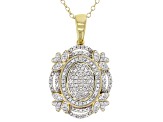 White Diamond 14k Yellow Gold Over Sterling Silver Cluster Pendant With 20" Cable Chain 0.25ctw