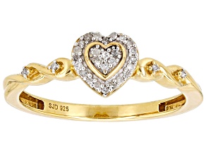 White Diamond 14k Yellow Gold Over Sterling Silver Cluster Heart Ring 0.10ctw