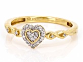 White Diamond 14k Yellow Gold Over Sterling Silver Cluster Heart Ring 0.10ctw