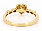 White Diamond 14k Yellow Gold Over Sterling Silver Cluster Heart Ring 0.10ctw