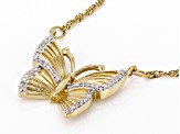 White Diamond 14k Yellow Gold Over Sterling Silver Butterfly Necklace 0.15ctw