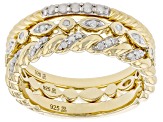 White Diamond 14k Yellow Gold Over Sterling Silver Set Of 3 Stackable Rings 0.25ctw