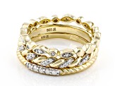 White Diamond 14k Yellow Gold Over Sterling Silver Set Of 3 Stackable Rings 0.25ctw