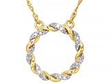 White Diamond 14k Yellow Gold Over Sterling Silver Circle Necklace 0.25ctw