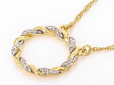 White Diamond 14k Yellow Gold Over Sterling Silver Circle Necklace 0.25ctw