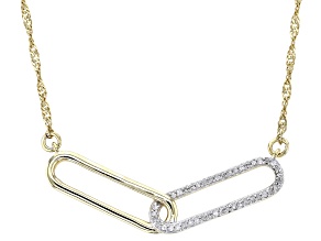 White Diamond 14k Yellow Gold Over Sterling Silver Paperclip Necklace 0.10ctw