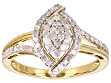 White Diamond 14k Yellow Gold Over Sterling Silver Cluster Ring 0.50ctw